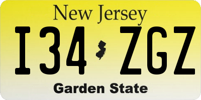 NJ license plate I34ZGZ