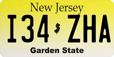 NJ license plate I34ZHA