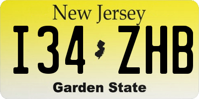 NJ license plate I34ZHB