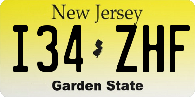 NJ license plate I34ZHF