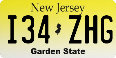 NJ license plate I34ZHG