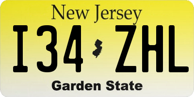 NJ license plate I34ZHL