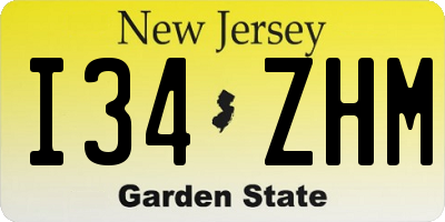 NJ license plate I34ZHM