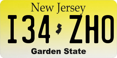 NJ license plate I34ZHO