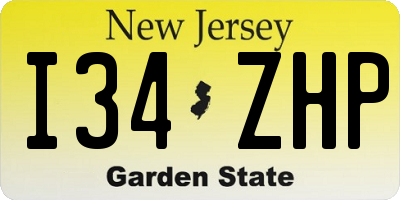 NJ license plate I34ZHP