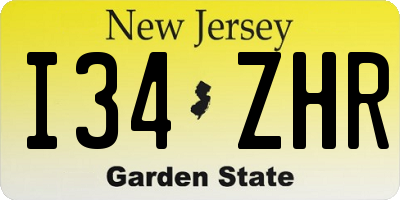 NJ license plate I34ZHR