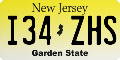 NJ license plate I34ZHS