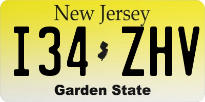 NJ license plate I34ZHV