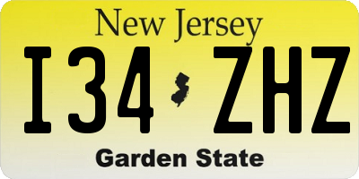 NJ license plate I34ZHZ