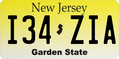 NJ license plate I34ZIA