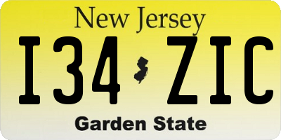 NJ license plate I34ZIC