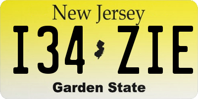 NJ license plate I34ZIE