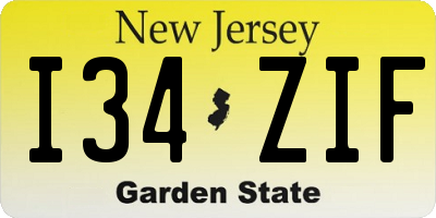 NJ license plate I34ZIF