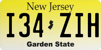 NJ license plate I34ZIH