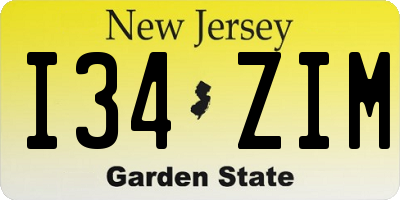 NJ license plate I34ZIM