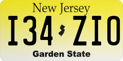 NJ license plate I34ZIO