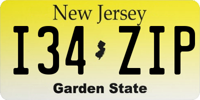 NJ license plate I34ZIP