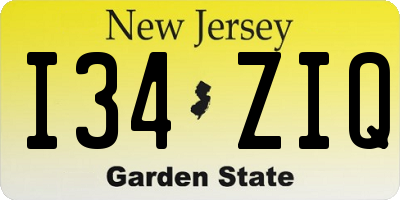 NJ license plate I34ZIQ