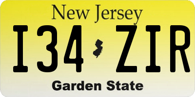 NJ license plate I34ZIR