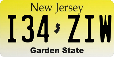 NJ license plate I34ZIW