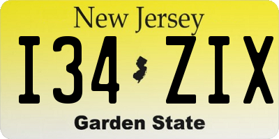 NJ license plate I34ZIX