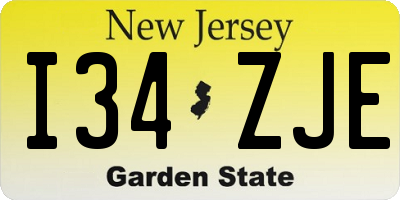 NJ license plate I34ZJE