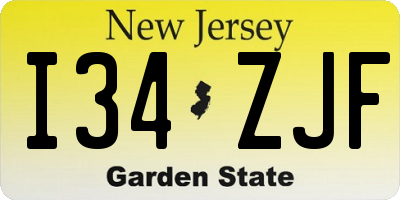 NJ license plate I34ZJF