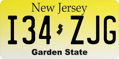 NJ license plate I34ZJG