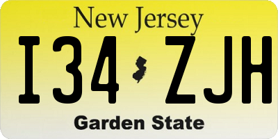 NJ license plate I34ZJH