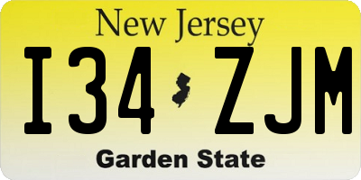 NJ license plate I34ZJM