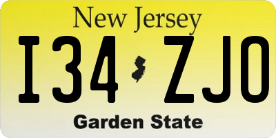NJ license plate I34ZJO