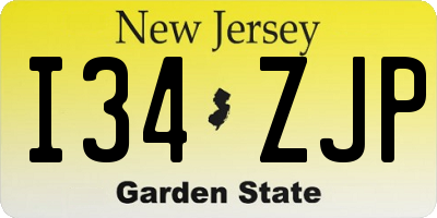NJ license plate I34ZJP
