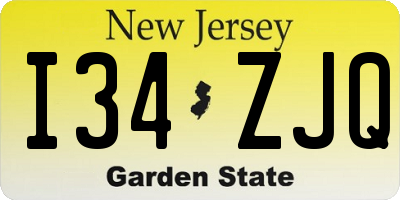 NJ license plate I34ZJQ