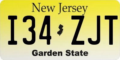 NJ license plate I34ZJT