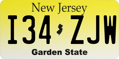 NJ license plate I34ZJW