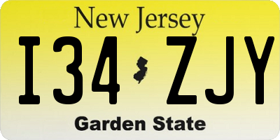 NJ license plate I34ZJY