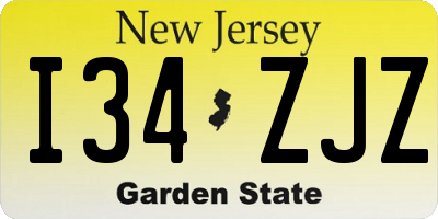 NJ license plate I34ZJZ