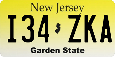 NJ license plate I34ZKA