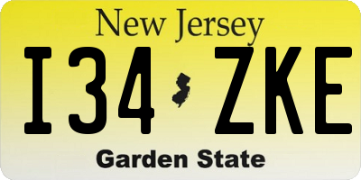NJ license plate I34ZKE