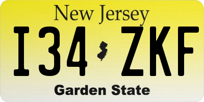 NJ license plate I34ZKF