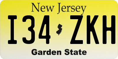 NJ license plate I34ZKH
