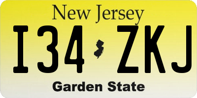 NJ license plate I34ZKJ