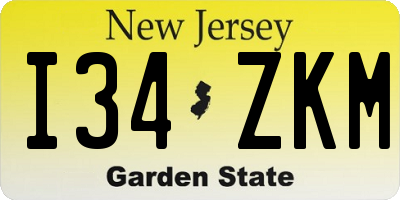 NJ license plate I34ZKM