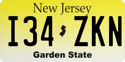NJ license plate I34ZKN