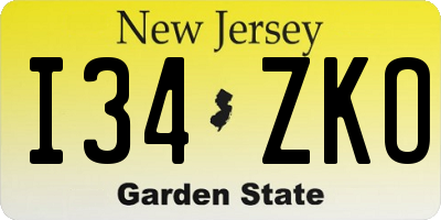 NJ license plate I34ZKO