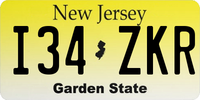NJ license plate I34ZKR