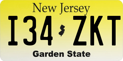 NJ license plate I34ZKT
