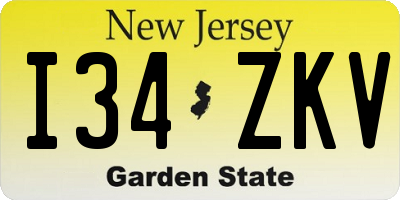 NJ license plate I34ZKV