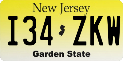 NJ license plate I34ZKW