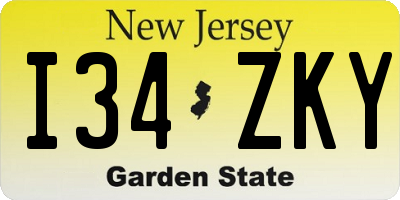 NJ license plate I34ZKY